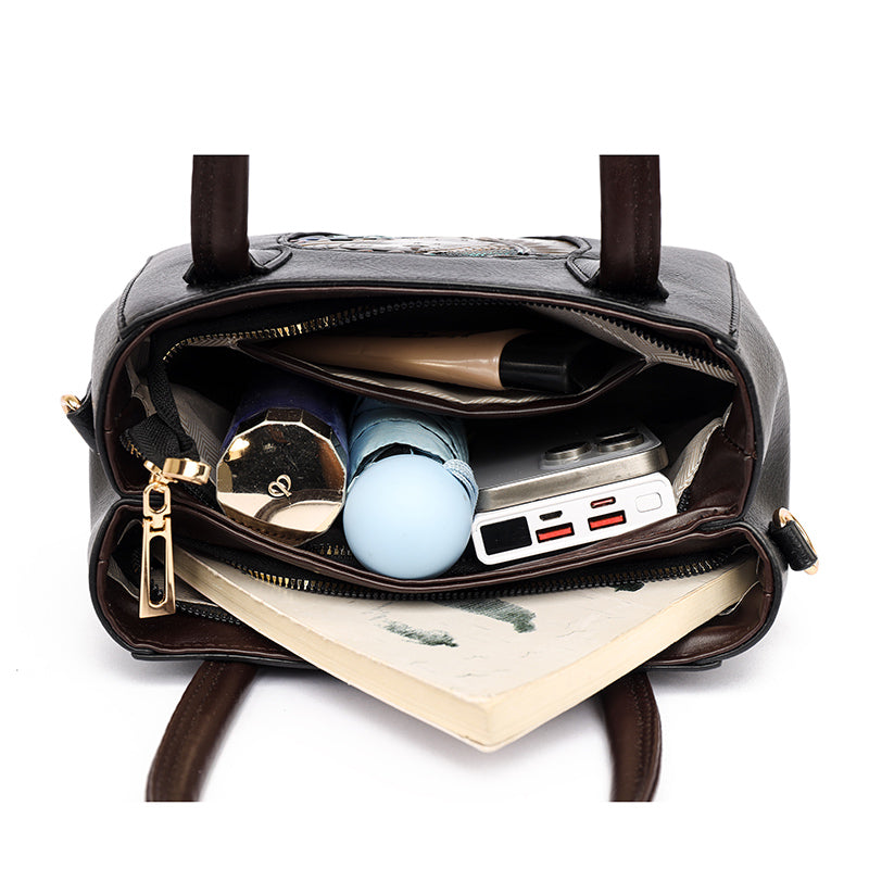 Brown 2 Zipper Kirae Handbag