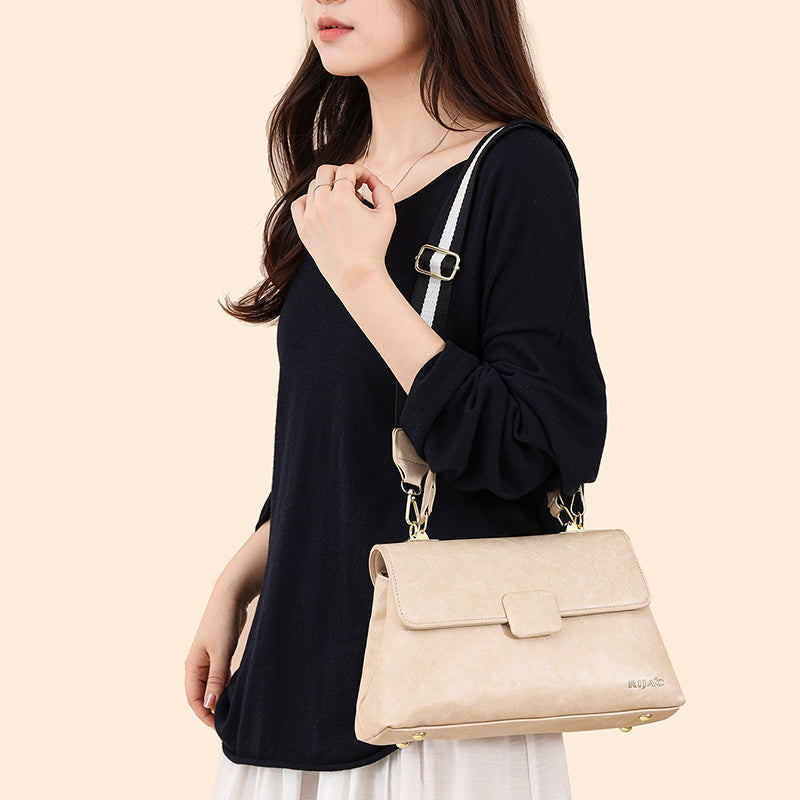 White Tavi 2 Compartment Flap Sling Bag