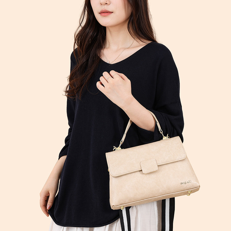 White Tavi 2 Compartment Flap Sling Bag