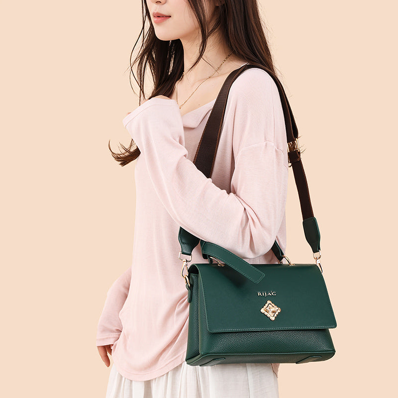 Green Orvi 2 Compartment Flap Sling Bag