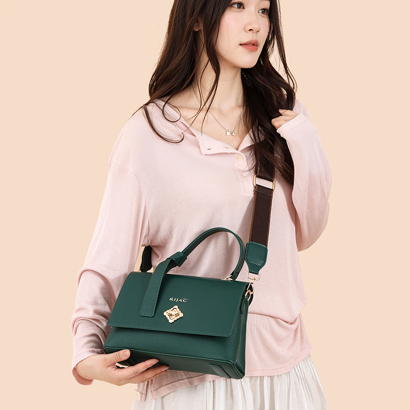Green Orvi 2 Compartment Flap Sling Bag