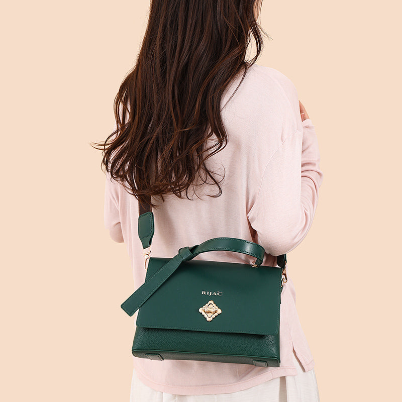 Green Orvi 2 Compartment Flap Sling Bag