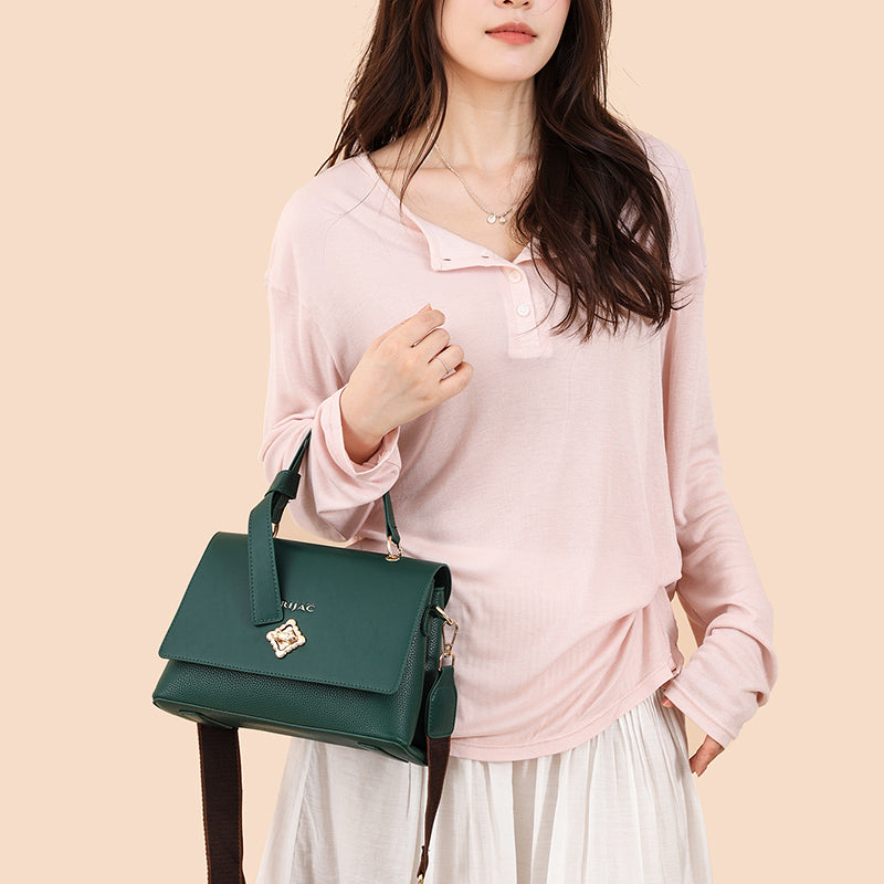 Green Orvi 2 Compartment Flap Sling Bag