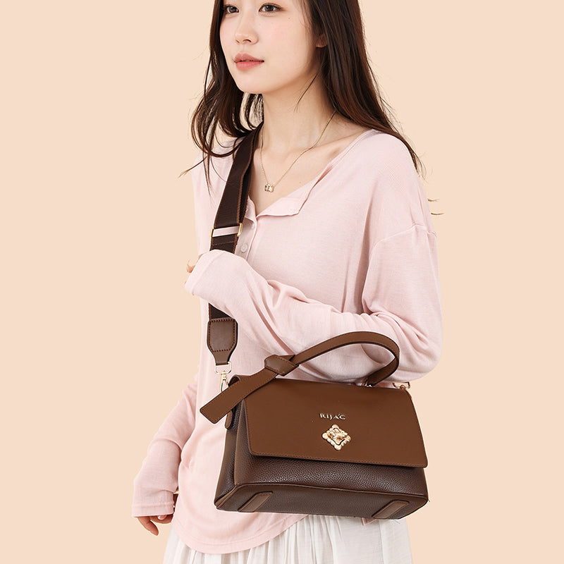 Brown Orvi 2 Compartment Flap Sling Bag