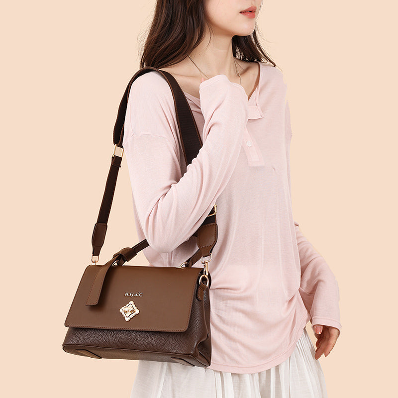 Brown Orvi 2 Compartment Flap Sling Bag