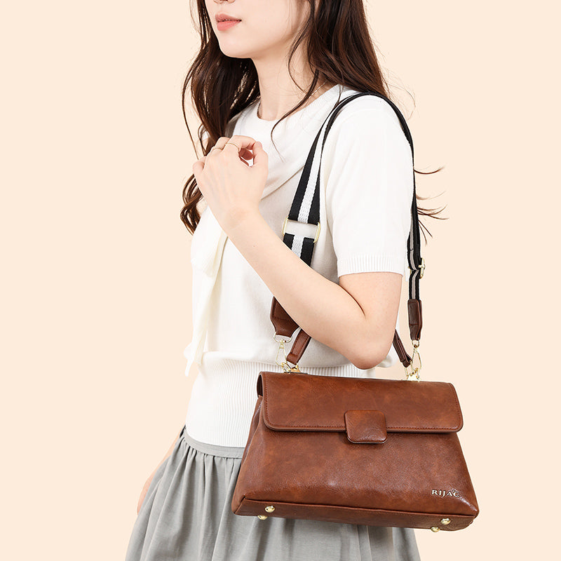 Brown Tavi 2 Compartment Flap Sling Bag