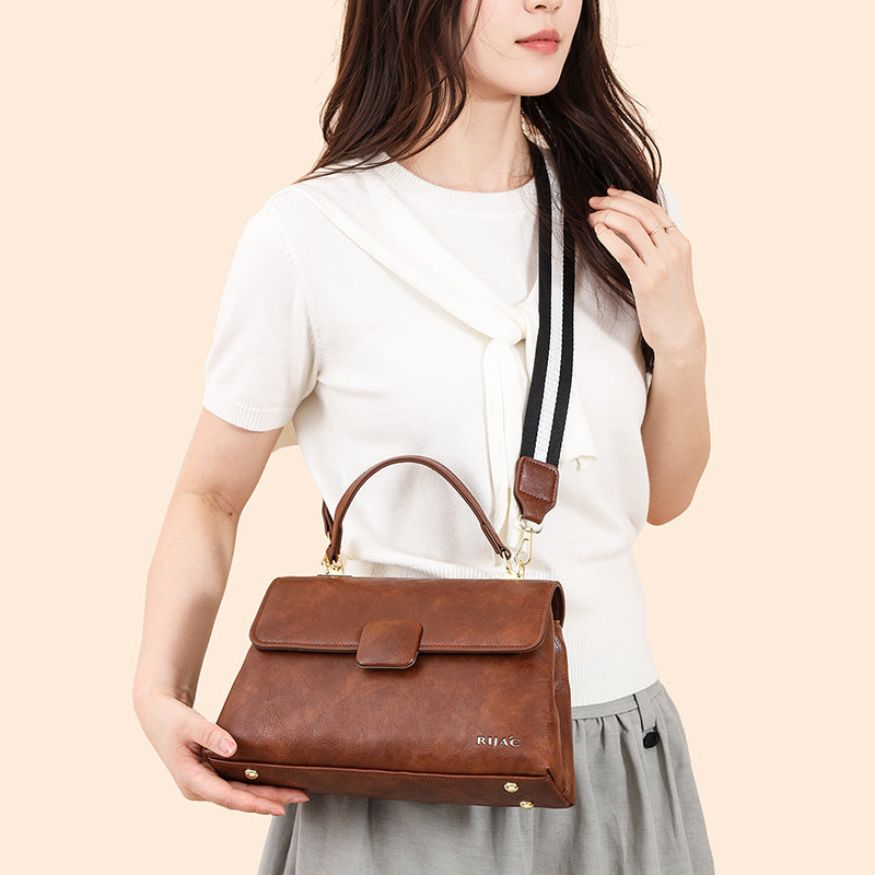 Brown Tavi 2 Compartment Flap Sling Bag