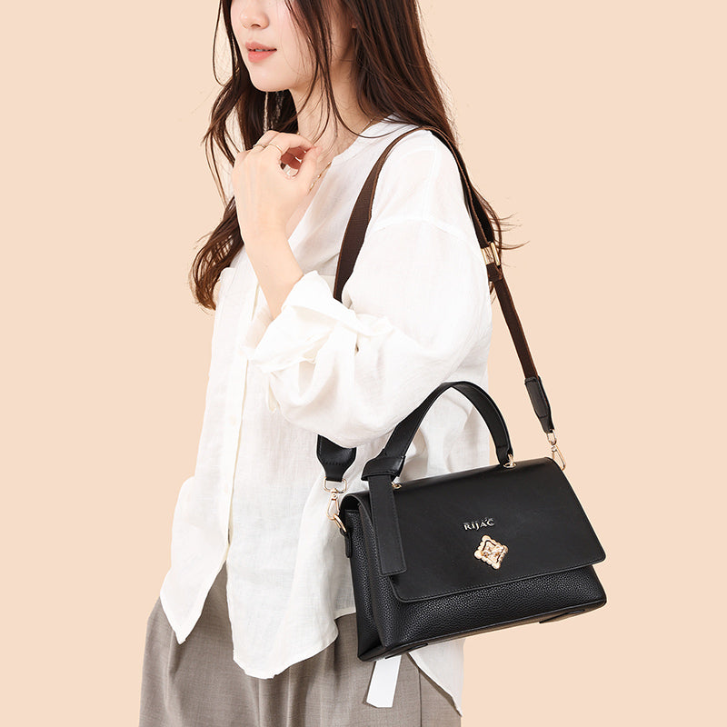 Black Orvi 2 Compartment Flap Sling Bag
