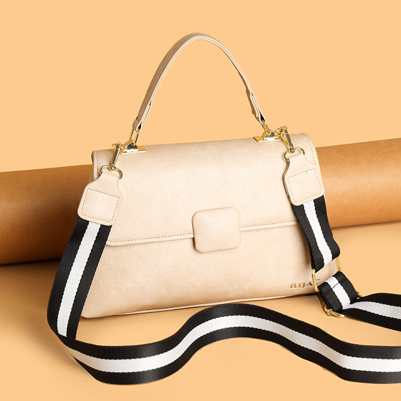White Tavi 2 Compartment Flap Sling Bag