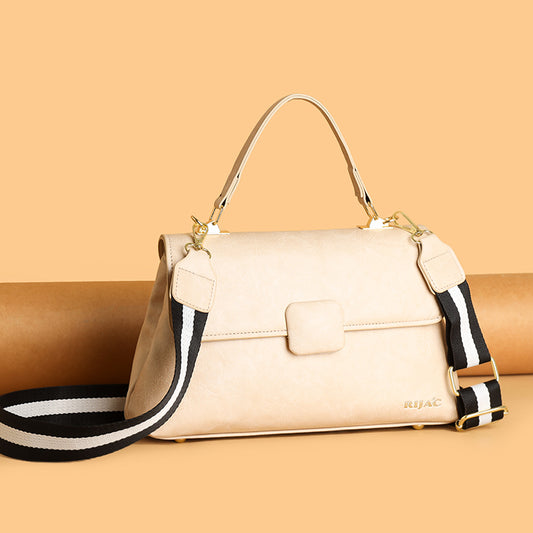 White Tavi 2 Compartment Flap Sling Bag