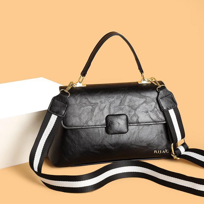 Black Tavi 2 Compartment Flap Sling Bag