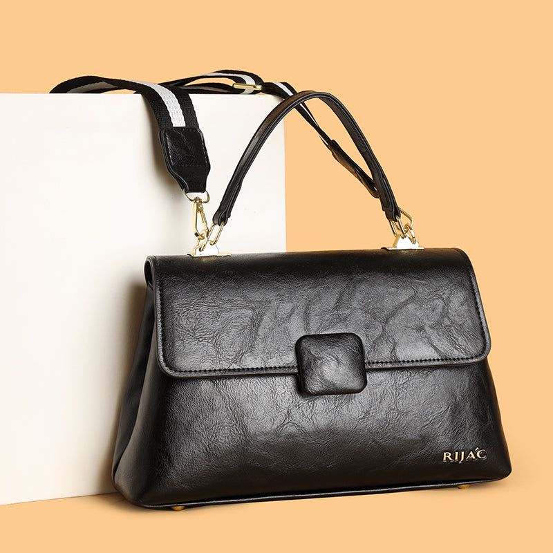 Black Tavi 2 Compartment Flap Sling Bag