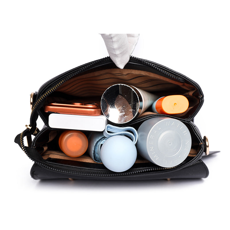 Black Orvi 2 Compartment Flap Sling Bag