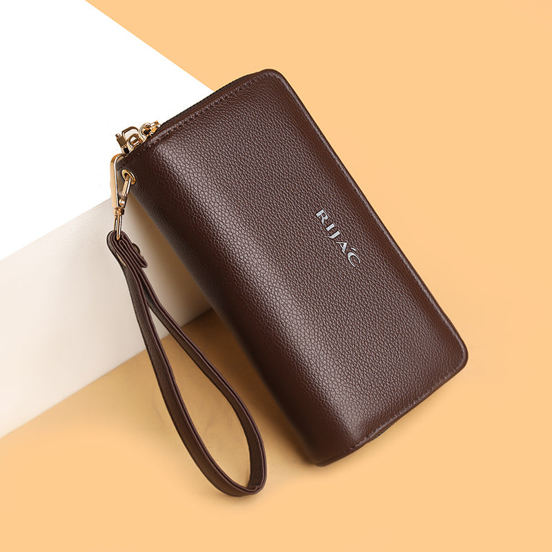Brown Iva 2 Zipper Wallet