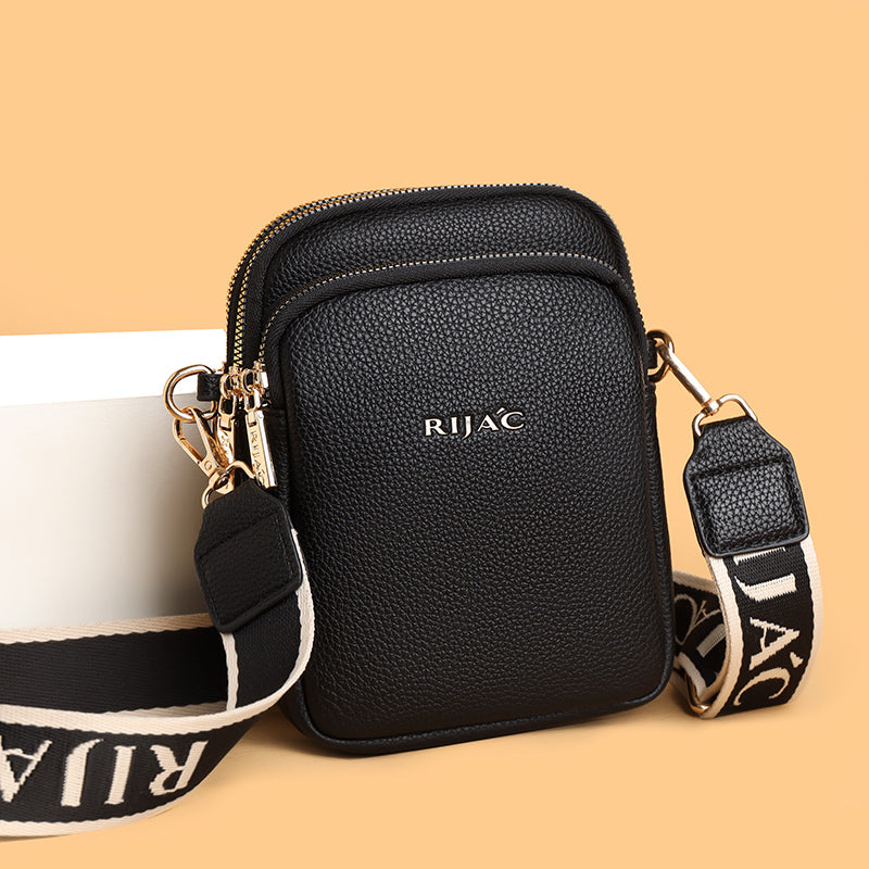 Black Nelo 3 Zipper Phone Sling Bag