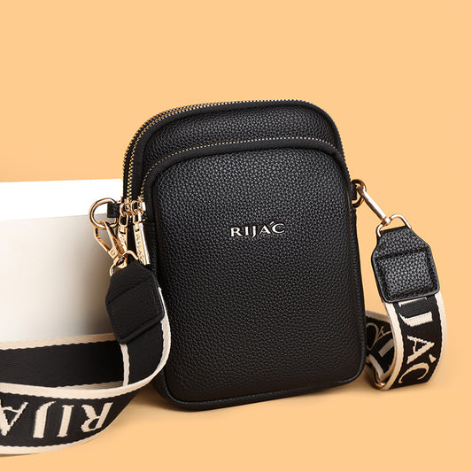 Black Nelo 3 Zipper Phone Sling Bag