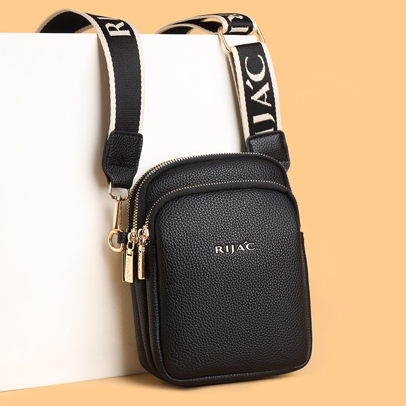 Black Nelo 3 Zipper Phone Sling Bag