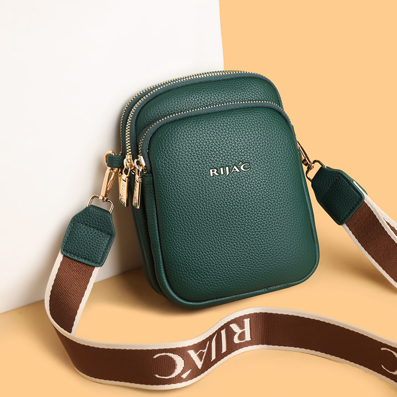 Green Nelo 3 Zipper Phone Sling Bag