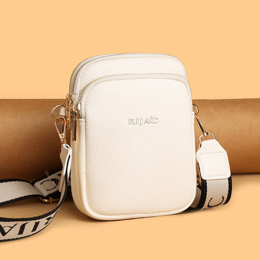 White Nelo 3 Zipper Phone Sling Bag