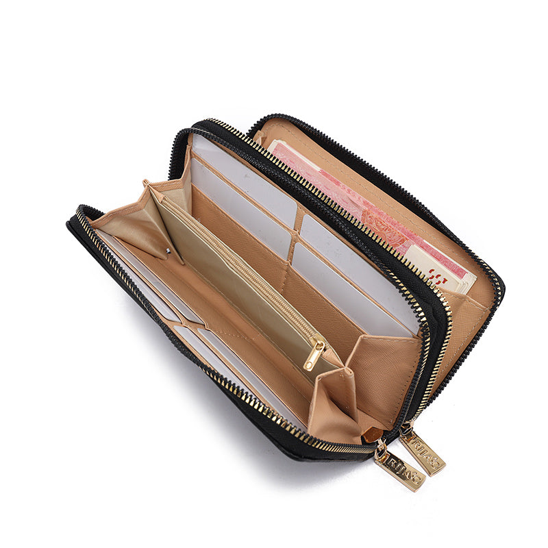 Brown Iva 2 Zipper Wallet