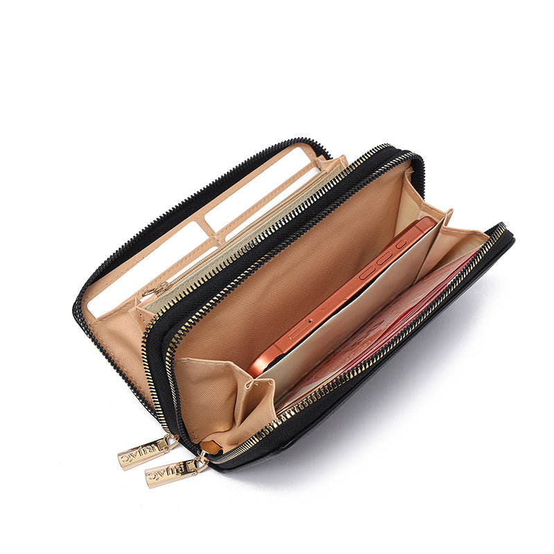 Brown Iva 2 Zipper Wallet