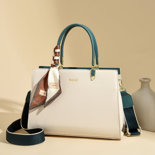 White-Blue Tovo Top Handle Handbag