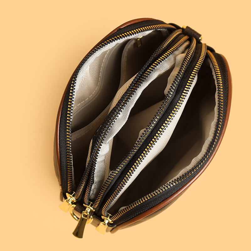 Brown Zopi 3 Zipper Sling Bag