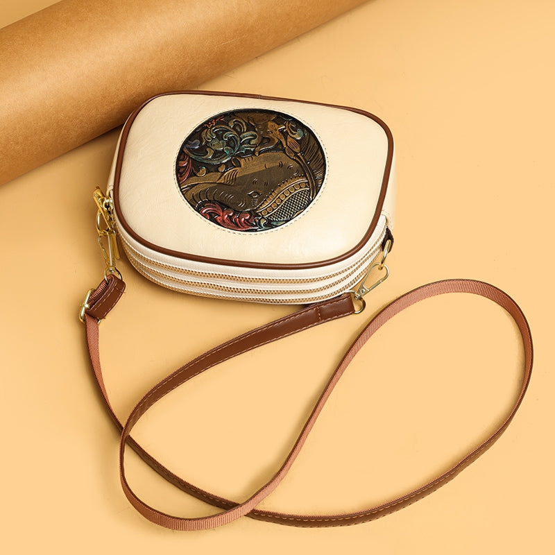 White Zopi 3 Zipper Sling Bag