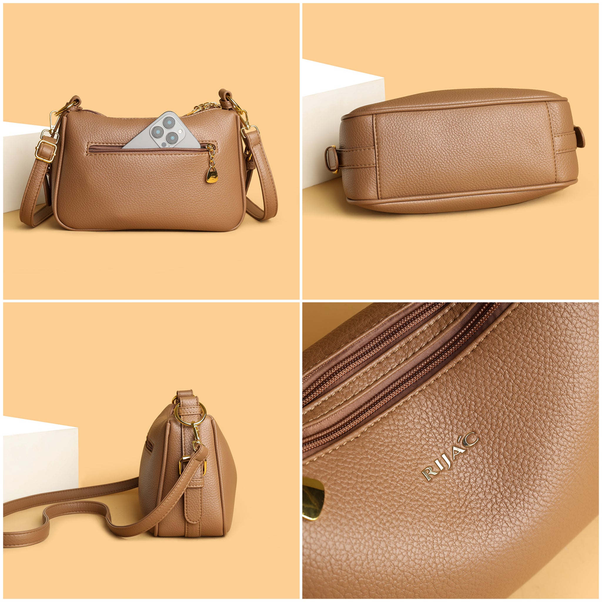 Brown Mavi 2 Zipper Sling Bag