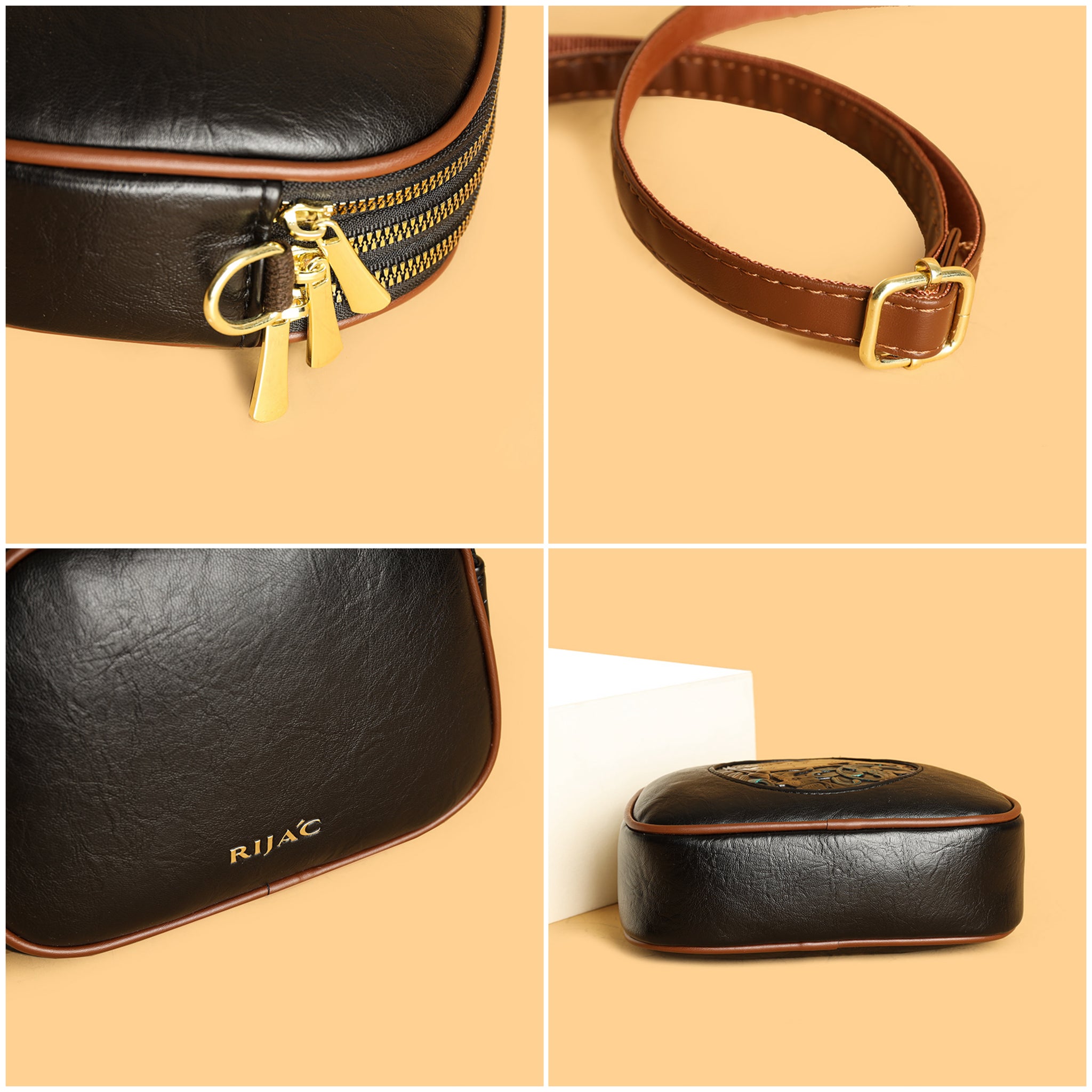 Brown Zopi 3 Zipper Sling Bag