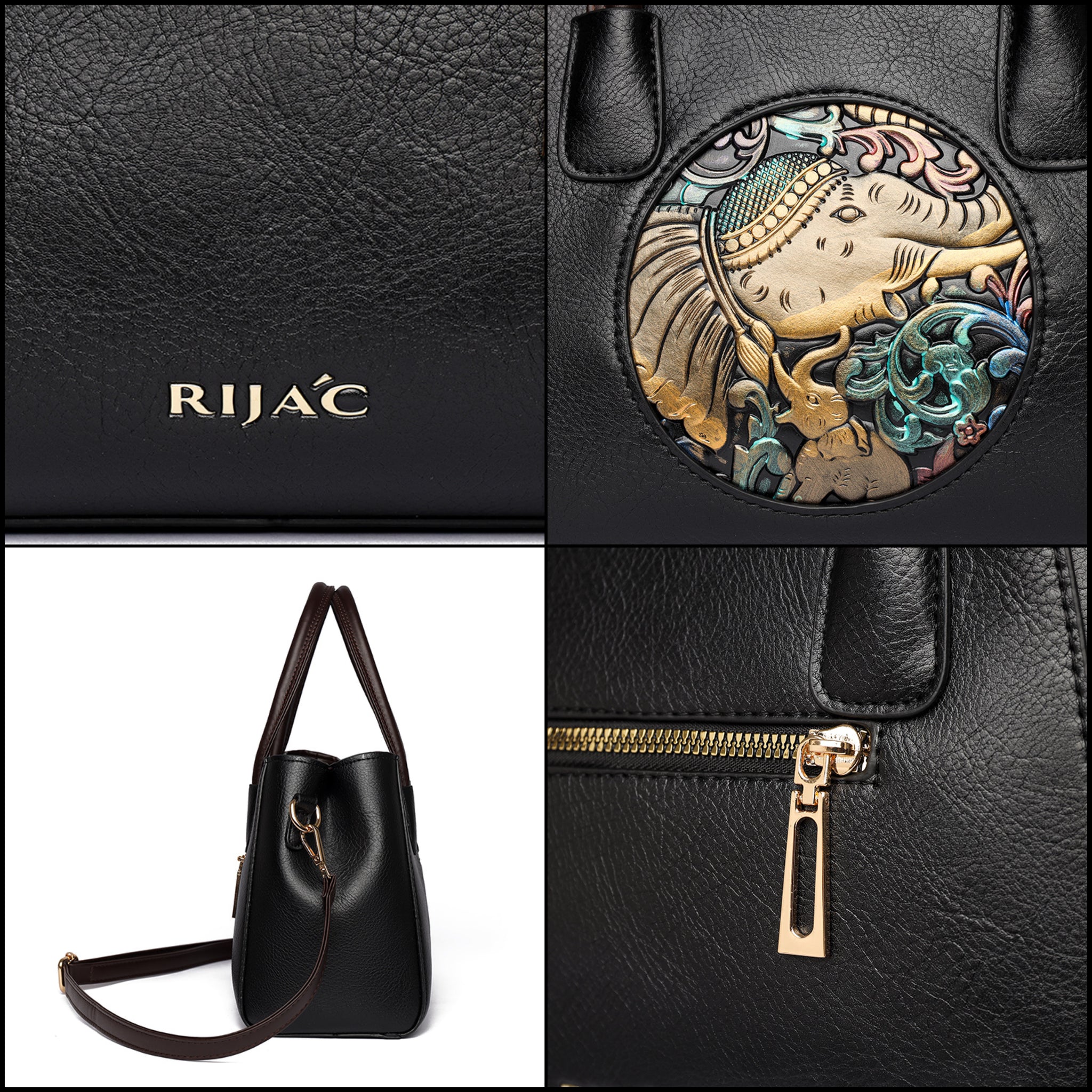 Brown 2 Zipper Kirae Handbag