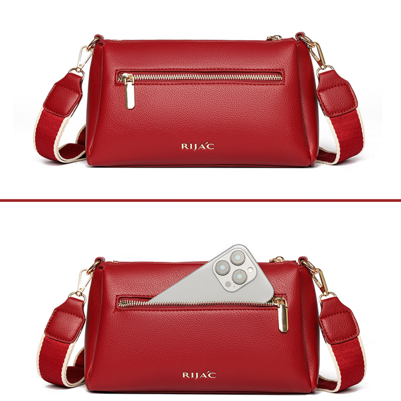 White 3 Compartment Ziri Sling Bag