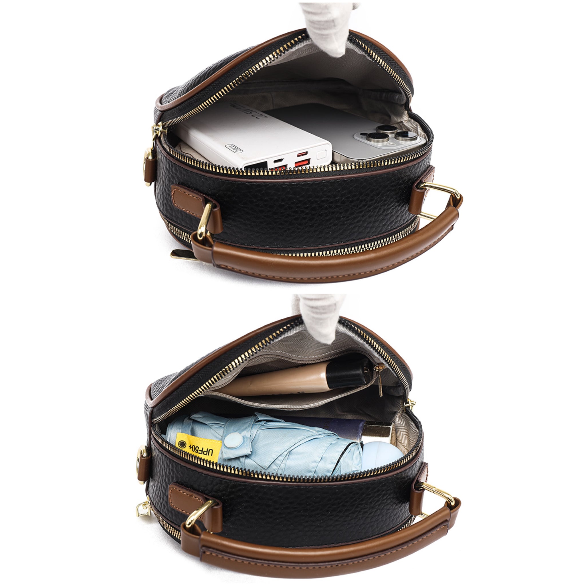 Brown Xari 2 Zipper Sling Bag