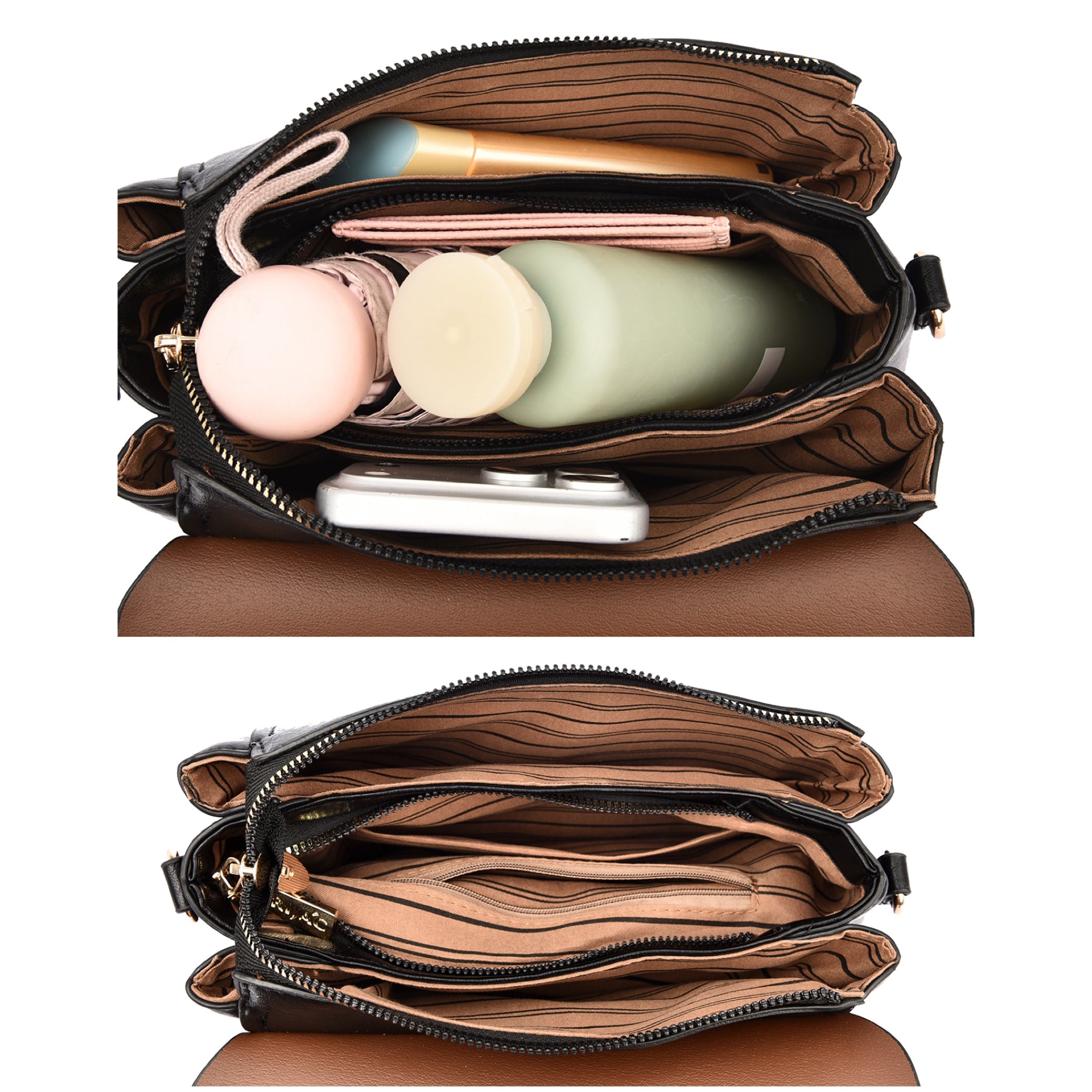 Brown Suma 3 Compartment Sling Bag